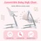 Babyjoy 3-in-1 Baby Swing & High Chair with 8 Adjustable Heights & Music Box Grey/Pink